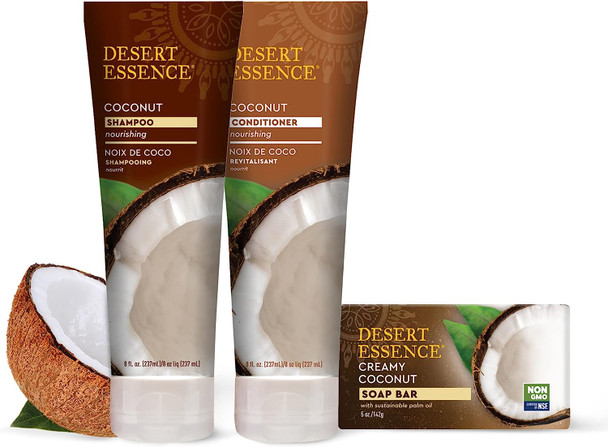 Desert Essence Creamy Coconut Soap Bar - 5 Ounce - Cleanse & Soothes Skin - Tea Tree Oil - Aloe Vera - Jojoba Oil - Refreshing Rich Scent - Acne - Invigorating Moisturizer