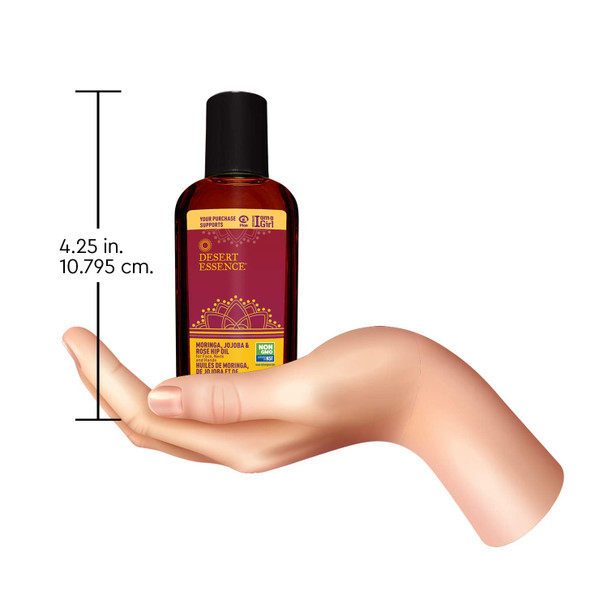 Desert Essence Moringa, Jojoba and Rosehip Oil - 2 Fl Ounce - Enhances Skin Texture & Glow - Skin Restoration - May Help Stretch Marks - For Face, Neck, Hands - Vitamins A, B, C, E with Antioxidants