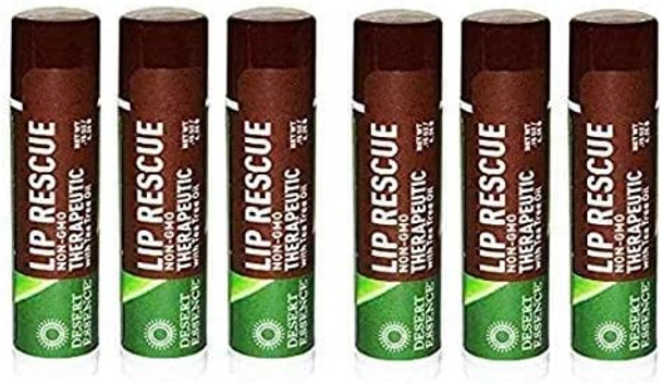 Desert Essence Lip Rescue Therapeutic With Tea Tree Oil Pack of 6 (.15 Ounce)