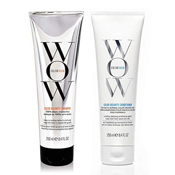 Color Wow Color Security Shampoo and Conditioner, Fine to Normal Hair, Duo Set, No Parabens, No Sulfates, Cruelty-Free, Residue-Free, Vegan for super glossy, hydrated, silky-soft hair