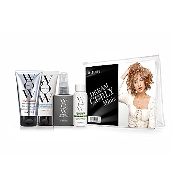 Color Wow Dream Curly Travel Size Kit  Color Security Shampoo & Conditioner (2.5 oz), Dream Cocktail Kale - Infused (1.7 oz) & Dream Coat for Curly Hair (1.7 oz). The ultimate curl collection