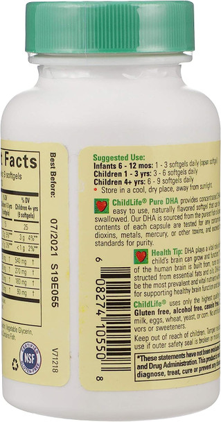 Child Life Pure DHA Dietary Supplement, 90 Soft Gel Capsules (Pack of 2)