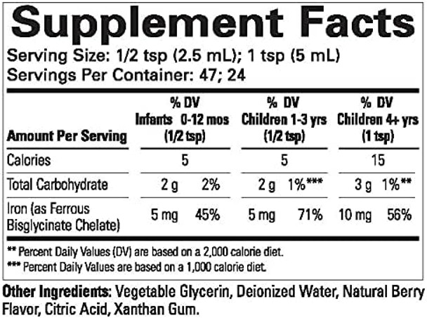 ChildLife Essentials Liquid Iron - Dietary Supplement for Infants, Baby, Kids, Toddlers, Children, and Teens - Natural Berry Flavor, 4 Fluid Ounces