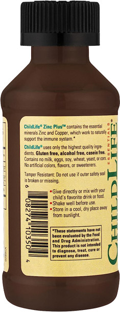 ChildLife Essentials Liquid Zinc Plus - All-Natural Support for Optimal Immune System Function, Allergen-Free, Zinc Drops for Kids, Infants, & Teens - Mango Strawberry Flavor, 4 Fl Oz (Pack of 3)