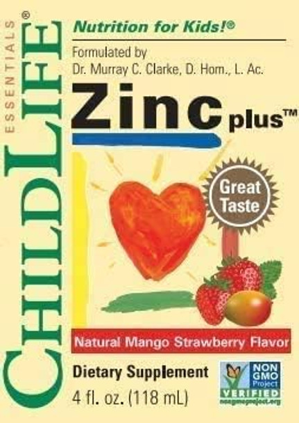 ChildLife Essentials Liquid Zinc Plus - All-Natural Support for Optimal Immune System Function, Allergen-Free, Zinc Drops for Kids, Infants, & Teens - Mango Strawberry Flavor, 4 Fl Oz (Pack of 3)