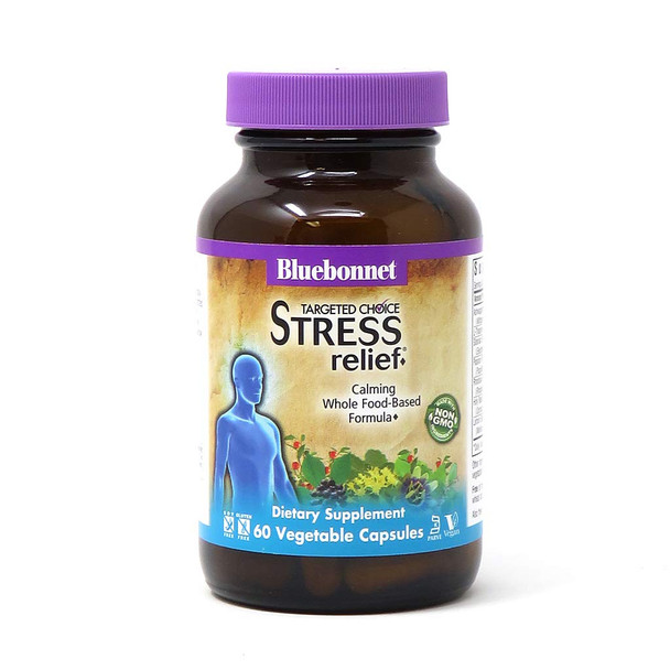 Bluebonnet Nutrition Targeted Choice Stress Relief, Whole Food-Based Formula, For Emotional Physical and Mental Stress, Soy-Free, Gluten-Free, Kosher, Non-GMO, Dairy-Free, Vegan, 60 Vegetable Capsules