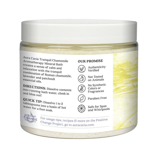Aura Cacia Tranquil Chamomile Mineral Bath | GC/MS Tested for Purity | 454g (16 oz.)