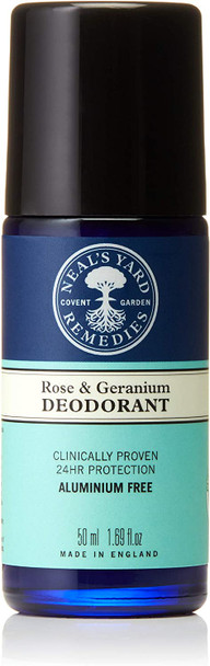 Neal's Yard Remedies | Rose & Geranium Deodorant |Natural Roll On with Rose & Geranium Fragrance for 24Hr Confidence | 100% Free from Aluminium | 50ml