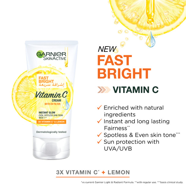Garnier Day Cream Fast Fairnerss With UVA and UVB Filters Enriched with 3X Vitamin C And Lemon Skinactive Fast Fairness 50ml