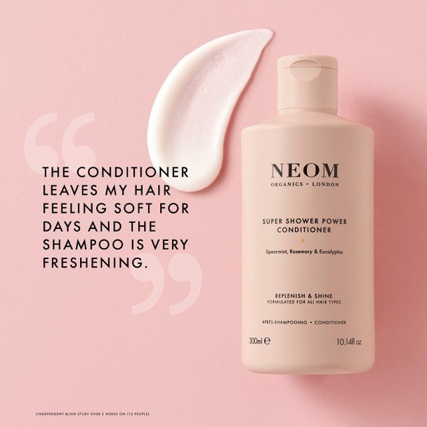 NEOM- Super Shower Power Natural Conditioner, 300ml | Silky Smooth Shine | Spearmint, Rosemary & Eucalyptus | Coconut Oil | For All Hair Types | Vegan