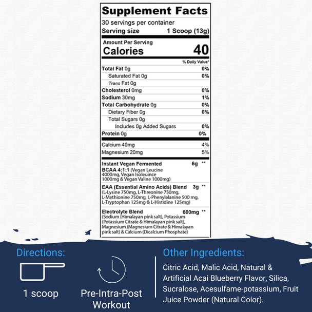 Gaspari Nutrition: Proven EAAs, Vegan Fermented EAAs, Enhances Recovery & Replenishes Electrolytes, Non-GMO, 30 Servings (Blueberry Acai)