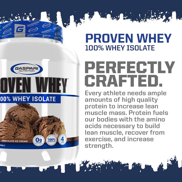 Gaspari Nutrition Proven Whey, 100% Hydrolyzed Whey Isolate, High Protein, Lactose Free, Low Carbohydrate and Low Sugar (2lb, Neapolitan Ice Cream)