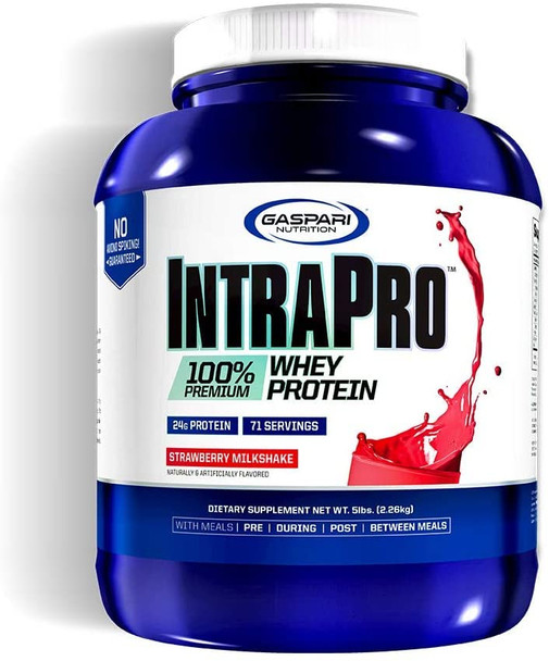 Gaspari Nutrition IntraPro Premium, Whey Protein Shake, No Sugar Added and Aspartame Free (Strawberry Milkshake)