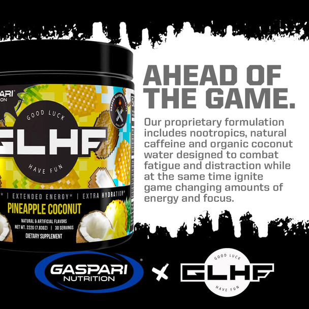 Gaspari Nutrition x GLHF Gaming Energy, Enhanced Focus, Extra Energy, Improved Hydration (30 Servings, Pineapple Coconut)