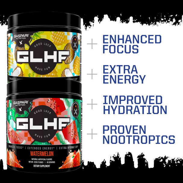 Gaspari Nutrition x GLHF Gaming Energy, Enhanced Focus, Extra Energy, Improved Hydration (30 Servings, Pineapple Coconut)