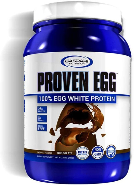 Gaspari Nutrition Proven Egg, 100% Egg White Protein, 25g Protein, Keto Friendly, Dairy Free, Lactose Free, Soy Free - Chocolate, 2 lbs