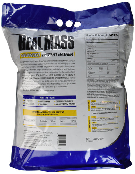 Gaspari Nutrition Real Mass, Advanced Weight Gainer, High Protein, Gycofuse Carbs, and Creatine Monohydrate, Modern Formulation for Mass (12 Pounds, Vanilla Milkshake)