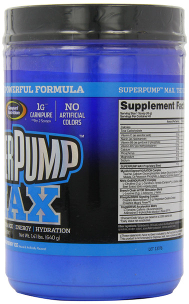 Gaspari Nutrition SuperPump Max Blue Raspberry Ice - 1.41 lbs