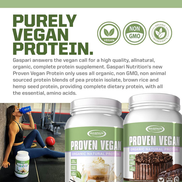Proven Vegan™ | Organic All Natural Protein | Non GMO Plant Based Protein (Double Chocolate Cake)