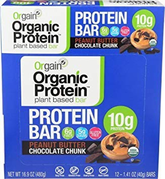 Orgain Bar Protein Peanut Butter Chocolate, 1.4 oz (Pack of 12)