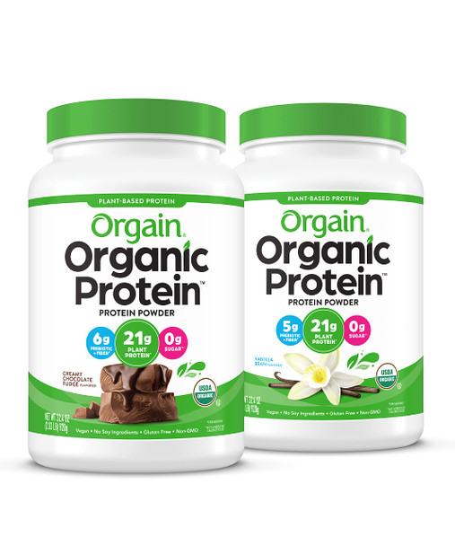 Orgain Bundle - Chocolate and Vanilla Bean Protein Powder - (20 Servings Each) Vegan, Low Net Carbs, Made Without Dairy, Gluten and Soy
