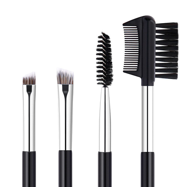 DUcare Eyebrow Brush 2Pcs Professional Angled Eye Brow Brush and Spoolie Brush (Black)