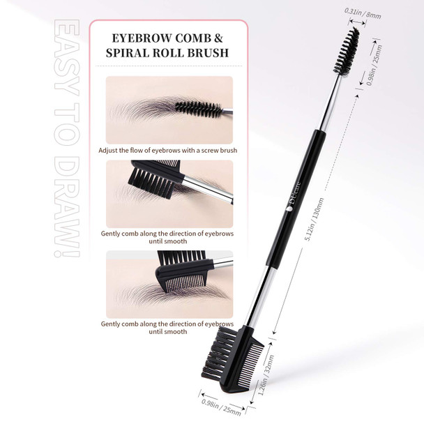 DUcare Eyebrow Brush 2Pcs Professional Angled Eye Brow Brush and Spoolie Brush (Black)