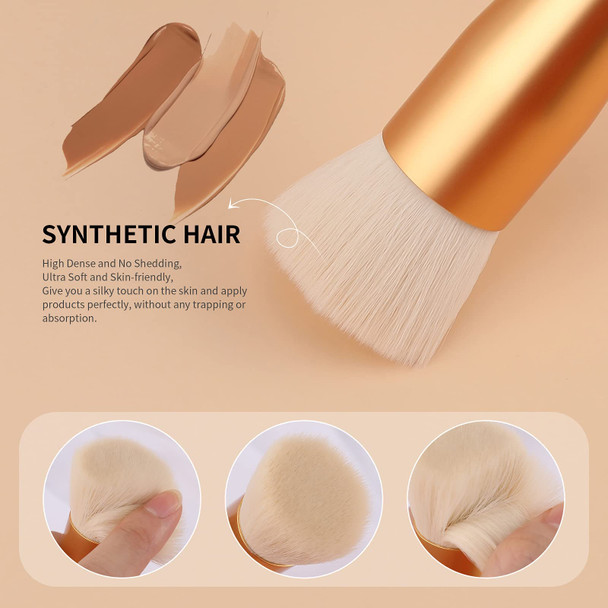 DUcare Flat Top Kabuki Foundation Brush 2pcs, Synthetic Professional Makeup Brushes Liquid Blending Mineral Powder Buffing Stippling Makeup Tools