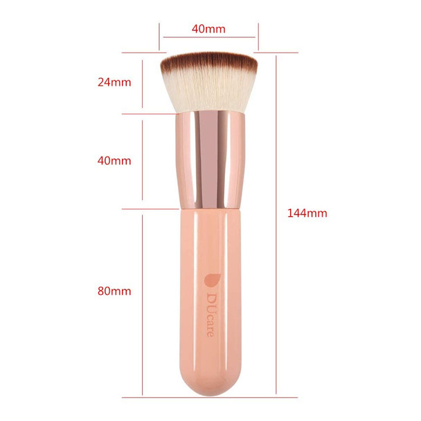 DUcare 2pcs Flat Top Kabuki Foundation Brush, Synthetic Professional Makeup Brushes Liquid Blending Mineral Powder Buffing Stippling Makeup Tools, Pink