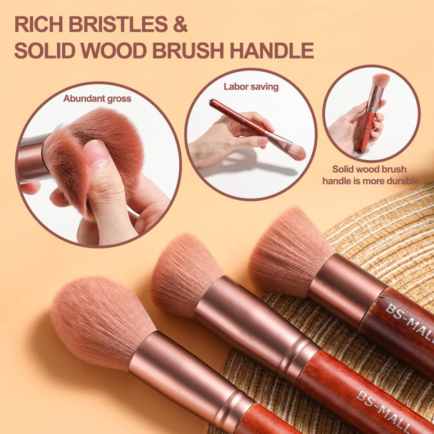 BS-MALL Makeup Brushes 11 pcs Makeup Brushes Premium Synthetic Powder Foundation Blush Contour Concealers Lip Brushes with Cosmetic Bag