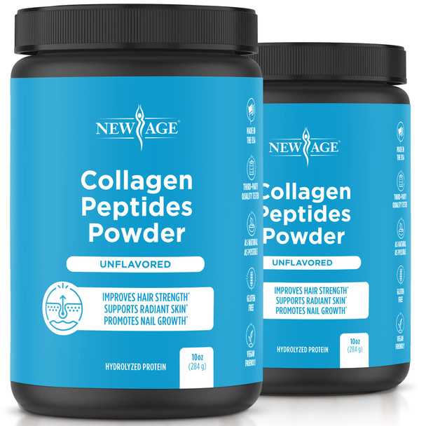 Collagen Peptides Powder by New Age -Enhanced Absorption - Supports Hair, Skin, Nails, Joints and Post Workout Recovery - Non-GMO, Keto Friendly and Gluten Free - 2-Pack 1.25lbs - Unflavored
