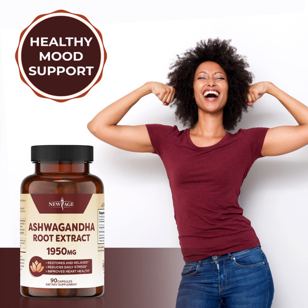 Ashwagandha 1950mg (2 Pack) - Ashwagandha Root Powder with BioPerine. Mood Support Supplement - 180 Veggie Capsules - New Age Ashwagandha 1950mg (2 Pack) - Ashwagandha Root Powder with BioPerine. Mood Support Supplement - 180 Veggie Capsules - New Age