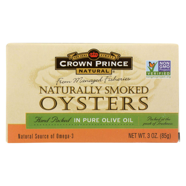 Crown Prince Oysters - Naturally Smoked in Pure Olive Oil - 3 oz - case of 18