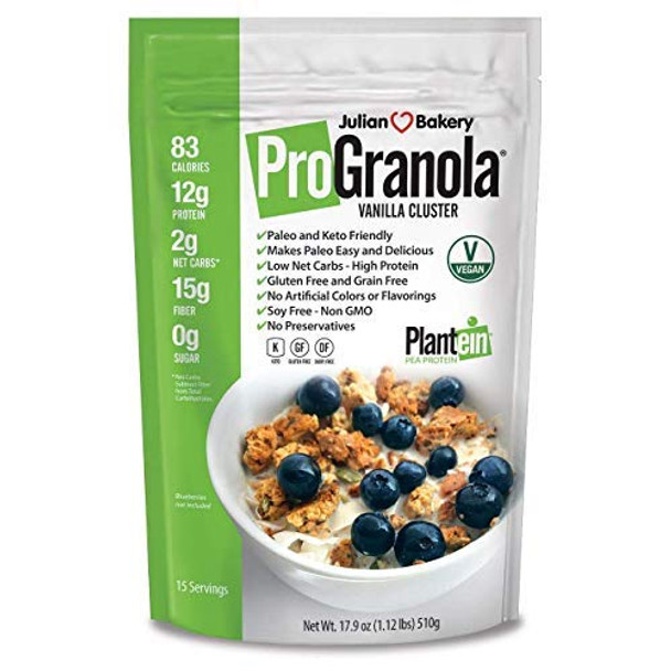 Julian Bakery ProGranola Cereal | Vegan | Vanilla Cluster | 12g Protein | 2 Net Carbs | Gluten-Free | Grain-Free | 15 Servings