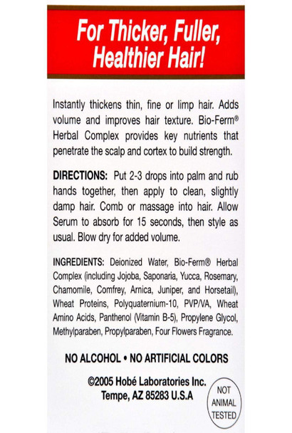 Hobe Labs, Energizer Hair Thickening Serum - Thick, Full, Healthy Hair 2 oz