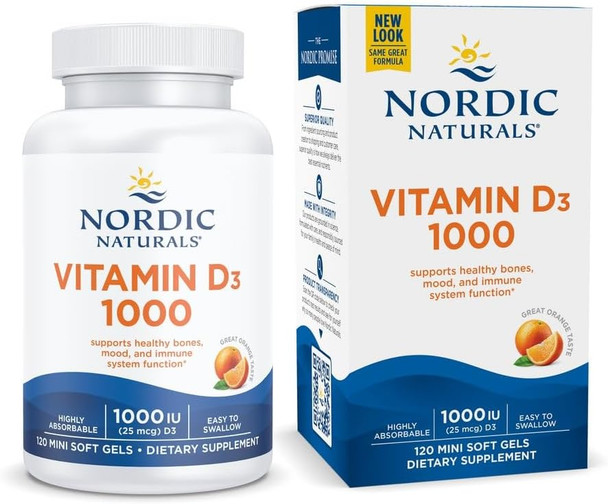 Nordic Naturals Vitamin D3 1000 IU Orange Flavor 120 Softgels