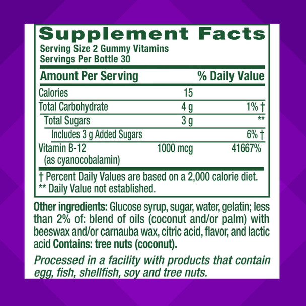 Vitafusion B12 Gummy Vitamins Delicious Raspberry Flavor 60ct 30 Day Supply