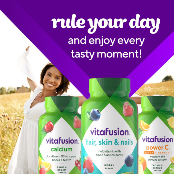 Vitafusion Gorgeous Hair Skin and Nails Multivitamin Gummy Vitamins  plus Biotin and Antioxidant vitamins C and E Raspberry Flavor 135ct 45 day supply from America’s Number One Gummy Vitamin Brand
