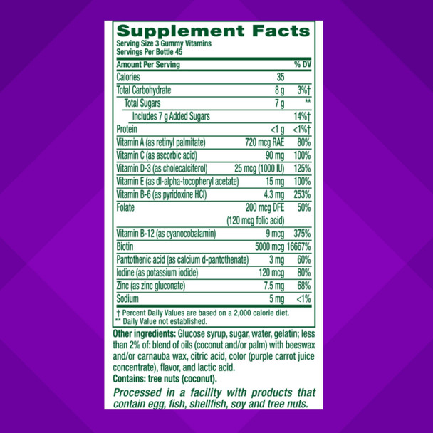 Vitafusion Gorgeous Hair Skin and Nails Multivitamin Gummy Vitamins  plus Biotin and Antioxidant vitamins C and E Raspberry Flavor 135ct 45 day supply from America’s Number One Gummy Vitamin Brand