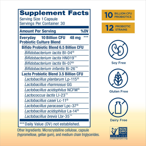 ReLife Adult Everyday Immune Probiotic TripleAction Immune Boost Formula 10 Billion CFU plus the power of Vitamin C and Zinc 30 Vegetarian Capsules