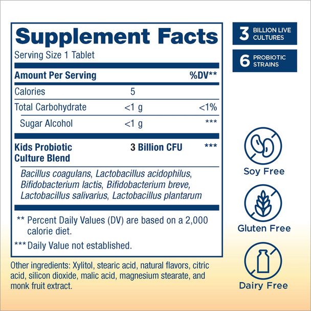 ReLife Probiotics for Kids Supports Digestive and Immune Health Gluten Dairy  Soy  Berry flavor 30 Chewable Tablets Packaging May Vary