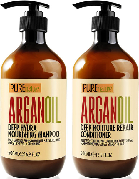 Moroccan Argan Oil Shampoo and Conditioner SLS Sulfate Free Set and Heat Protectant Spray for Hair