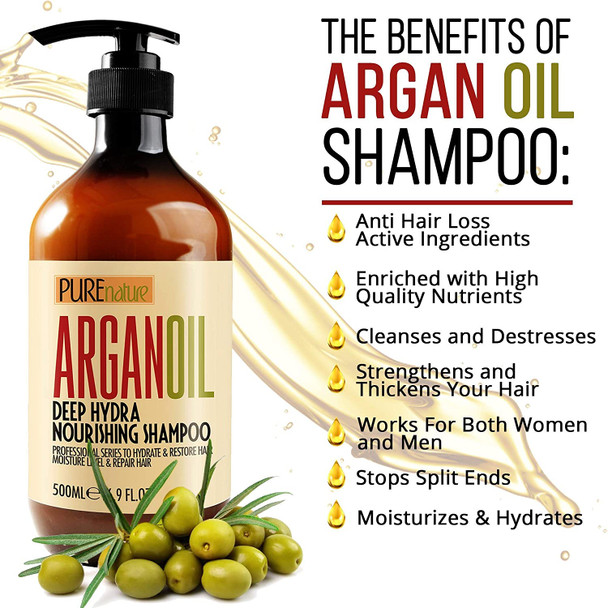 Moroccan Argan Oil Shampoo and Two Conditioners SLS Sulfate Free  Best for Damaged Dry Curly or Frizzy Hair  Thickening for Fine/Thin Hair Safe for Color and Keratin Treated Hair