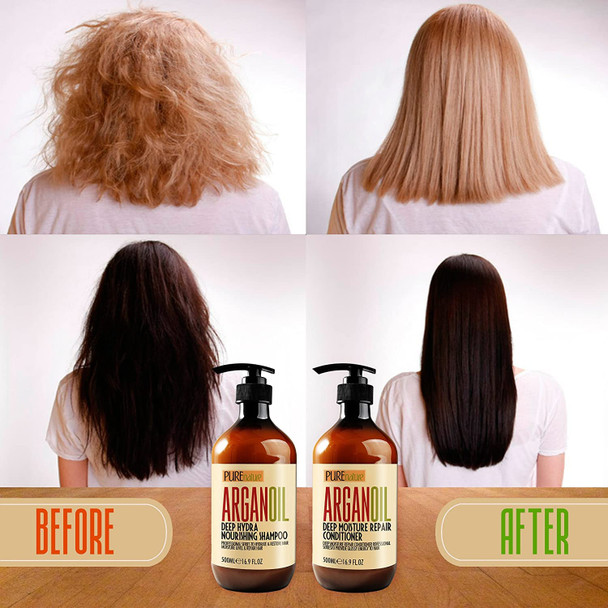 Moroccan Argan Oil Shampoo and Conditioner SLS Sulfate Free Set Heat Protectant Spray and Hair Mask