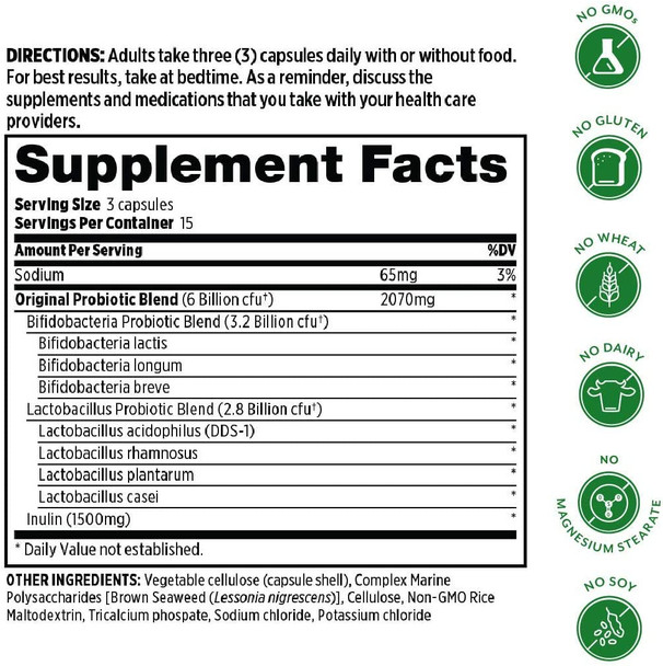 Probulin Original Formula Probiotic for Digestive Support 6 Billion CFU 45 Capsules