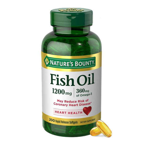 Nature’S Bounty Fish Oil, 1200Mg, 360Mcg Of Omega-3, 200 Rapid Release Softgels
