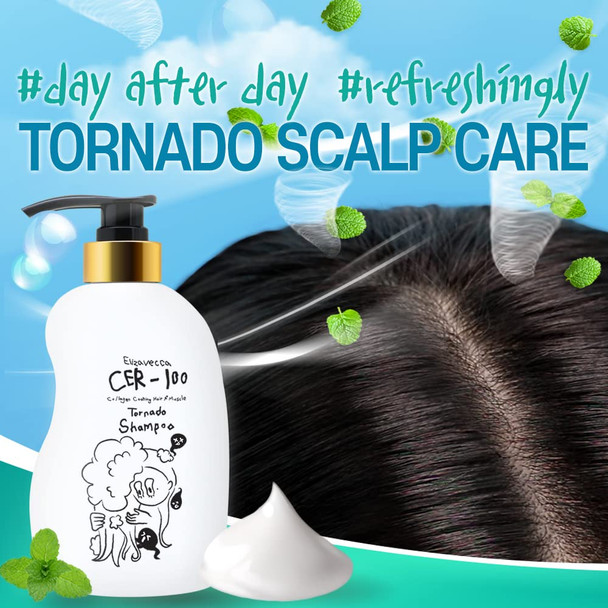 Elizavecca CER100 Collagen Coating Hair A Muscle Tornado Shampoo 500ml/16.9 fl.oz.  AntiDandruff Shampoo KBeauty