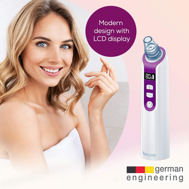 Beurer FC41 Power Deep Pore Cleanser Pore Vacuum with 5 Intensity Levels and 3 Attachments for Deep Pore Cleaning Suitable for All Skin Types