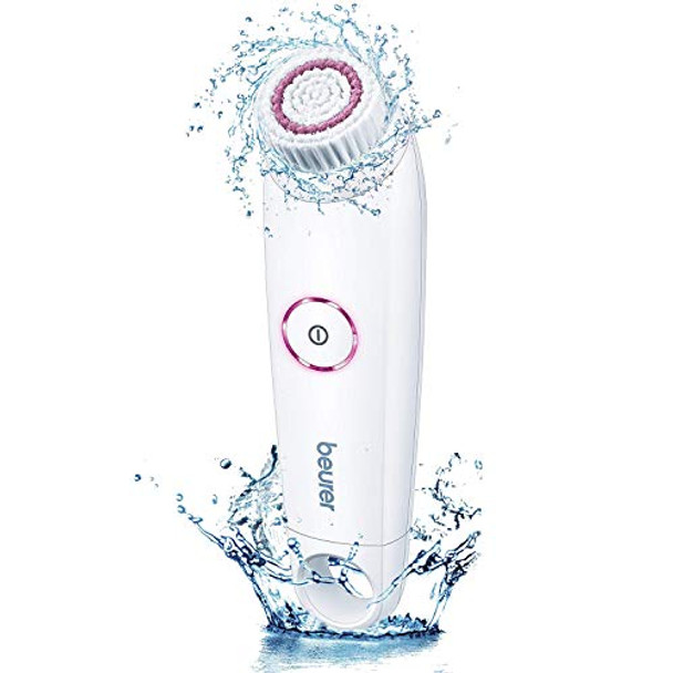 Beurer FC45 Electric Facial Cleansing Brush Exfoliates and Cleanses Face Waterproof for Shower and Bath for Massaging and Deep Exfoliation White 1 Count