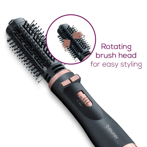Beurer HT80 Rotating Hot Air Styling Brush  for Volume and Sleek Waves  Integrated ion Function  2 Brush attachments  2 Heat and Speed Settings  Clockwise and Anticlockwise Rotation